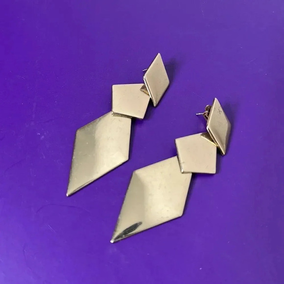Geometric Shapes Gold Earrings - Picture 3 of 5